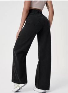 Black Denim Wide Leg Jeans