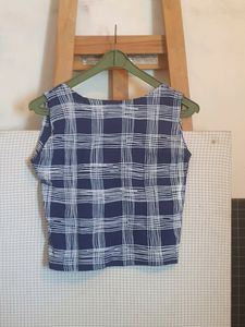 Pattern and Lines - Navy Blue Crop Top