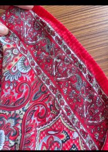 Red Patterned Cropped Top