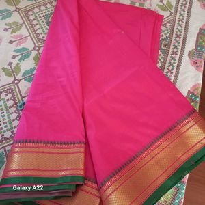 Hot Pink Silk Saree Without Blouse