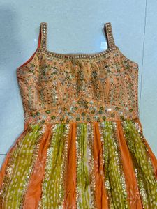 Peach Embroidered Anarkali Suit