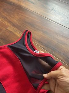 Red Dress With Black Net