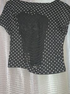 Black Polka Dots Round Neck, Back Layers,sale 75