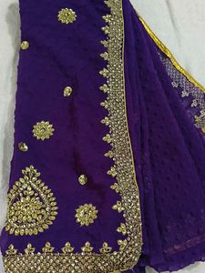 Elegant Purple Embroidered Saree
