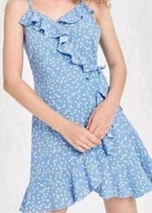 Blue Floral Wrap Dress