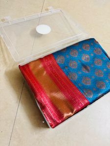 New Red &amp; Blue kathpadar Saree
