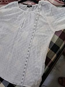 Classy White blouse Top With Self Design fabric