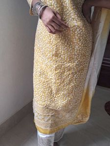 Yellow Embroidered Kurti Set🌻🌿