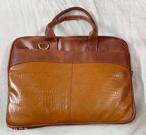 Brown Leather Office Laptop Side Bag