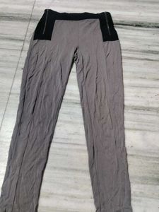 Gray Zipper Accent Pants