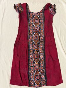 Pretty Maroon batik print Ethnic Kurti