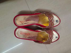 Embellished Red &amp; Gold Sandals - Size 11