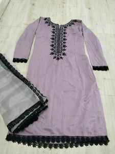 Lavender Full sleeve kurti with dupatta