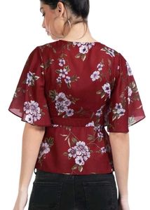 Floral Print Wrap Top