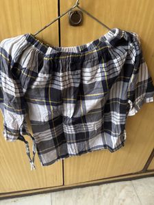 Plaid Off-Shoulder Top