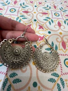 TWO PAIR Of Boho Silver Hoop Earrings