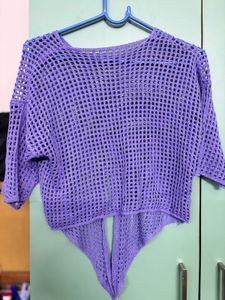 Crociet Pattern Purple Top