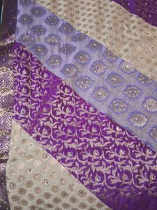 Purple &amp; Beige Embellished Saree