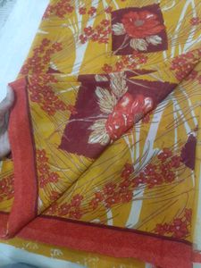 76)new Orange Red Multi Saree