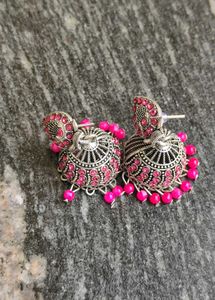 Pink Jhumka Earrings