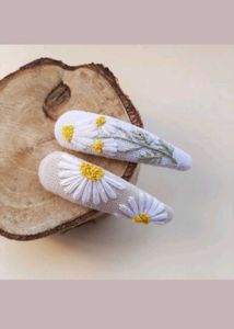 Floral Embroidered Hair Clips (pairs of 1)