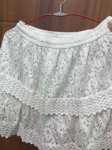 White Lace Embroided Skirt