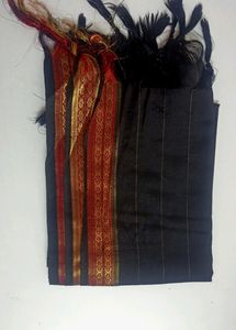 Black Silk Dupatta With Tassels
