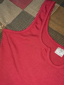 Pink Ribbed Tank Top