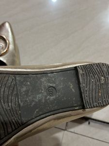 Gold Pointed Toe Ballerinas