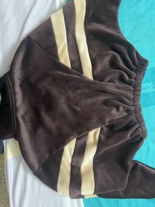 Brown Striped Quarter Zip Sweatshirt