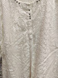 Elegant White Embroidered Kurta Set