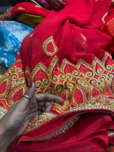 Red Embroidered Saree