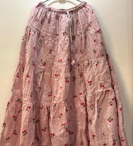 Cherry Print Long Skirt