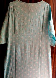 Soothing Aqua Blue Printed Kurta By SOCH