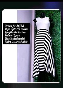 Striped Asymmetric Skirt