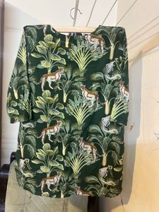 Jungle Print &amp; Multi Colour Top XL With Navy Jeans