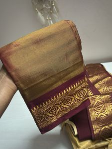 Gold and Maroon Half Saree/Lehenga unstitched