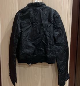 Black Cropped Bomber Jacket