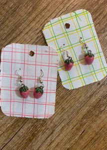 Handmade Strawberry Charm Earrings