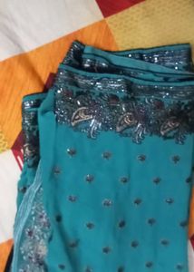 Teal Embellished Saree