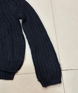 Cozy Black Knit Pullover Sweater