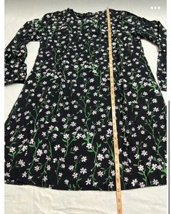Floral Black Cotton Dress
