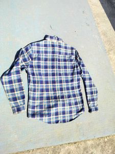 Men Check Shirt Blue