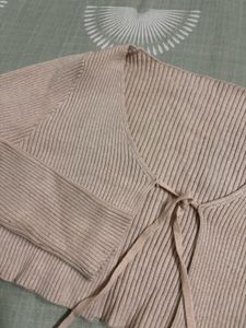 Ribbed Tie Front Crop Top