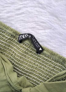Zara Cottagecore Mint Linen Dress