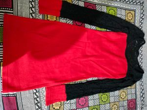 Red &amp; Black Lace Top