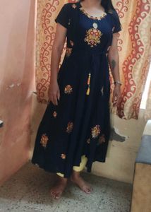 Attractive Blue Kurti With Embroidery