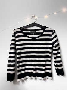 B&W Striped Sweater Top