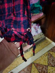 Checkered Flared Sleeve Top