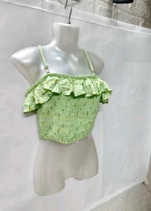 New Hollister floral Green Ruffle Camisole Top